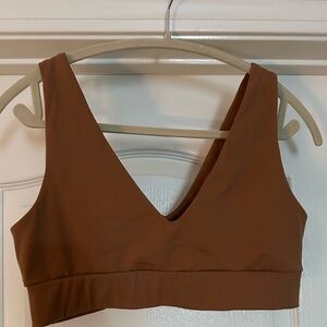 Daily Drills Brown V-Neck Sports Bra - size L